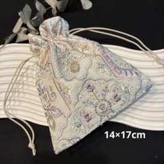 インド刺繍 嵐柄 巾着袋 小物入れ ハンドメイドのサムネイル
