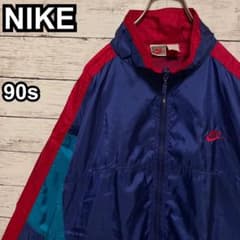 1001【人気Lサイズ】ナイキ♤刺繍ロゴ 90s 銀タグ ナイロンジャケット