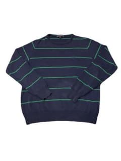 TOMMY HILFIGER ネイビー グリーン ストライプ セーター Mのサムネイル