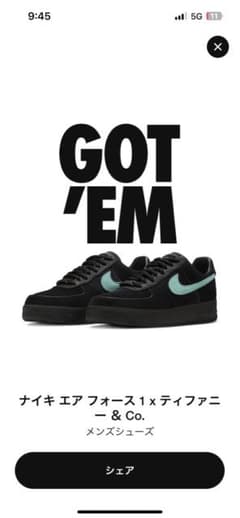 NIKE エアフォース1×ティファニー&Coのサムネイル