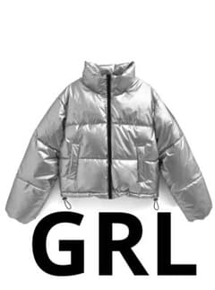 【新品タグ付き】GRL ハイネックコンパクトダウンジャケット　シルバージャケットのサムネイル