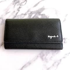 agnès b. 黒 キーケース レザー キーケース 
