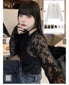 GRL チョーカー付きバタフライ柄レーストップス［sm233］のサムネイル