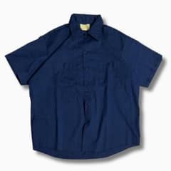 Sears Perma-Prest ワークシャツ ネイビー 半袖ボタンダウンのサムネイル