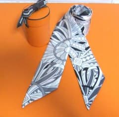 エルメスツイリー　HERMES　リボンスカーフ　ピンク/グレー/ブラックのサムネイル