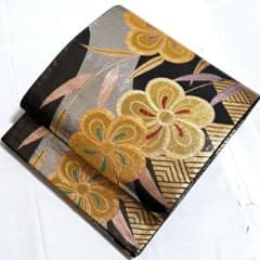 A◆着物くつろぎ 雪輪に花模様 銀糸 七宝 菱形 六通 正絹 フォーマルな袋帯 A◇着物くつろぎ 雪輪に花模様 銀糸 七宝 菱形 六通 正絹 フォーマルな