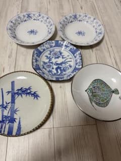 染付　海辺絵　向附　5枚セット　※メルカリのみ出品 和食器 5枚セット 染付 魚絵 鳳凰絵 皿 - メルカリ