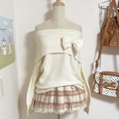 当時物 リズリサ系 リボン付き オフショル トップス coquette 姫カジ