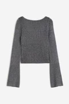 H&M オープンバック ニットトップス ラメ入り グレー Mサイズのサムネイル