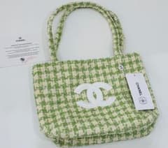 ちょび娘　CHANEL グリーン ツイード トートバッグシャネルノベルティ ちょび娘様専用 CHANEL グリーン ツイード トートバッグシャネル