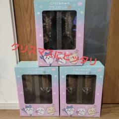 치이카와 CHIIKAWA 글라스 세트 실버×2, 골드×1 크리스마스