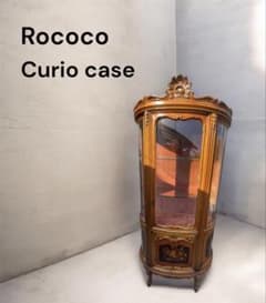 イタリアアンティーク　ロココ　ガラス　キュリオケース イタリア製 象嵌 イタリアアンティーク ロココ ガラス キュリオケース イタリア製 象嵌