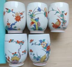 有田焼 彌右衛門 絵替わり 色絵 花鳥鹿図 湯呑 5客 - メルカリ