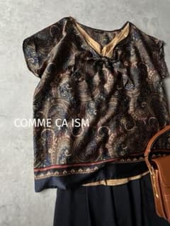 コムサイズム　スカーフ✨ペイズリー柄　フレンチスリーブ　ブラウス　ゆったりのサムネイル