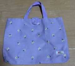 MEI 花柄刺繍 手提げバッグ パープルのサムネイル