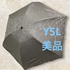 YSL イヴサンローラン 折りたたみ傘 ローズ柄 ロゴ入りベージュ系 ほぼ未使用のサムネイル