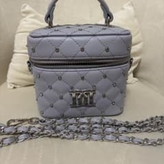 Darich キルティングビジュースクエアミニバッグ バニティバッグ SAX