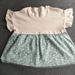 フリル袖 花柄切り替え トップス 120cmのサムネイル