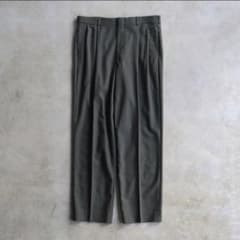 90s ランズエンド ウール ツータックスラックス グレーカーキ W34L30