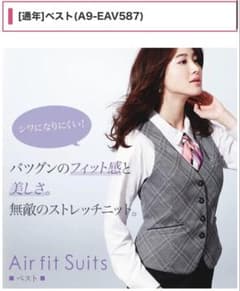 【極美品】ENJOY 事務服 ベスト 7号 グレーチェック カーシーカシマ 制服のサムネイル
