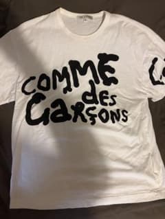 COMME des GARCONS ロゴTシャツ ホワイト Sサイズ 落書き - メルカリ
