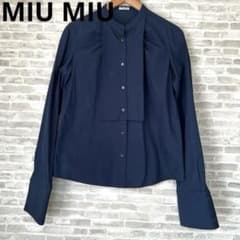 MIU MIU ミュウミュウ シャツ ネイビー 44 コットン 長袖 イタリア製