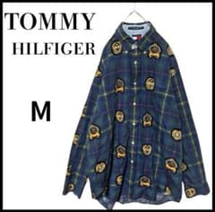 개성 TOMMYHILFIGER 토미 힐 피거 총무늬 체크 긴 소매 셔츠 M 블루
