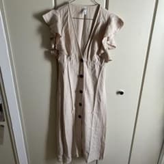 ZARA ノースリーブ ロングワンピース ベージュ Sのサムネイル