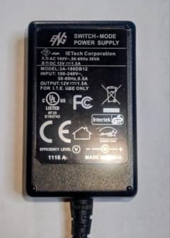 IETech 12V 1.5A ACアダプター 3A-186DB12※動作保証無のサムネイル