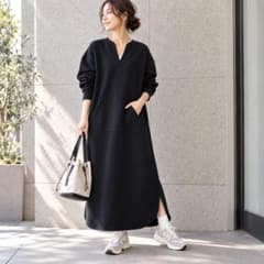 SHIPS any キーネック ロングワンピース ブラック - メルカリ