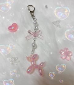 ハンドメイド ┆͓̽ビーズキーホルダー ♡ピンクのバルーン犬♡ コレクトブック