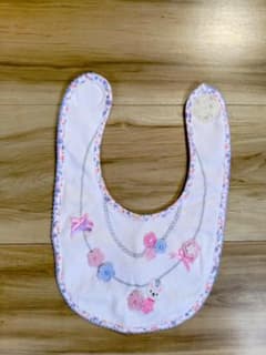 花とウサギ刺繍スタイ ピンクのサムネイル