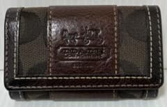 COACH コーチ シグネチャー 6連キーケース ブラウン キャンバス レザー