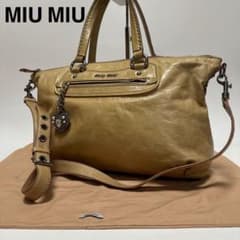 o06【極美品】ミュウミュウ レザー ハートビジューチャーム 2way