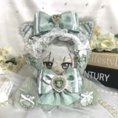 おすわりぬい服 着ぐるみくすみグリーン ねこ耳 ちびぐるみ等【C28】