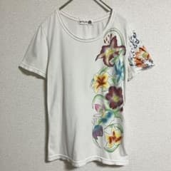 scolar スカラー　シャツ　半袖　花柄　ホワイト　Mサイズ