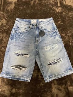 値下げ可　ライトブルー ダメージ加工 ショートパンツのサムネイル