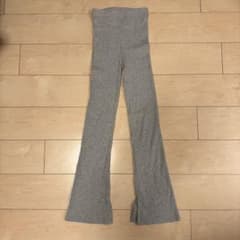 グレー リブ編み フレアパンツ ハイウエストのサムネイル