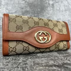 美品 GUCCI インターロッキングG GGキャンバス レザー 長財布 - メルカリ