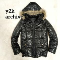 【00s archive】ファー付き　中綿ジャケット　y2k お兄系　短丈　古着 y2k archive ファー ダウン 中綿ジャケット 光沢 短丈 お兄系 - メルカリ