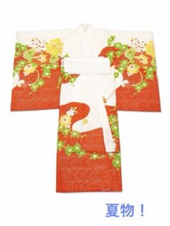 子供用 夏着物 約100cm レトロ 花柄 リメイク素材 七五三 和装のサムネイル