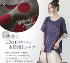 オシャレウォーカー n'Or フロッキー ドット Tシャツ グレー レッドのサムネイル