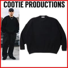 ラスト美品 COOTIE リブステッチ クルーネックセーター ブラックL ウール