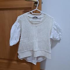 ZARA 半袖ニットセーター ホワイトのサムネイル
