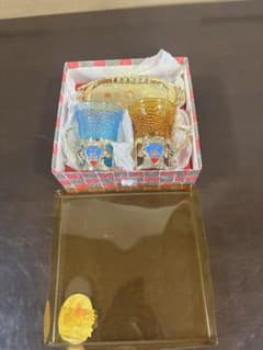 沖縄 守礼門 ペアグラス 青 琥珀 トレー付き 日本製 箱入り 昭和レトロのサムネイル