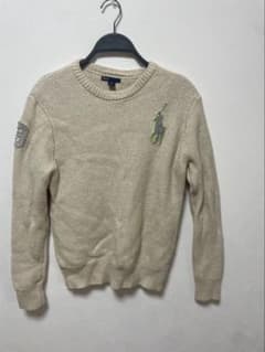 ポロ・ラルフ・ローレン ベージュニット 3の刺繍付き即購入⭕️即日発送致しますのサムネイル