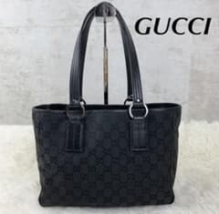 GUCCI トートバッグ　GG シルバー金具 男女兼用　キャンバス　ブラックのサムネイル