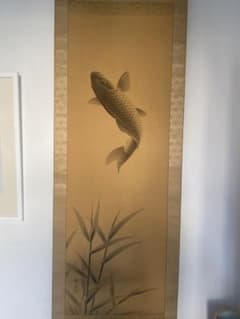 岡田錬石　錬石　飛鯉　鯉　躍鯉　出世鯉　日本画 岡田錬石 錬石 飛鯉 鯉 躍鯉 出世鯉 日本画 - メルカリ