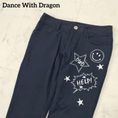 ダンスウィズドラゴン ゴルフ ロングパンツ ストレッチ ワッペン ロゴ