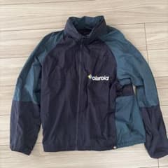 Polaroid×GUナイロンジャケット Lサイズ ブラック/グリーン